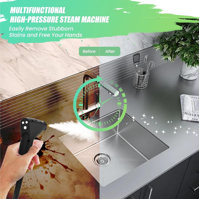 Hombasing 2500W Steam Cleaner for Home & Car, 15s Heat-Up Handheld Steamer for Cleaning, 1.2L Portable High Steam Cleaners, 6-Level Steam Control with 14 pcs Accessories Kit for Car, Floors, Couches, Grout - Image 5